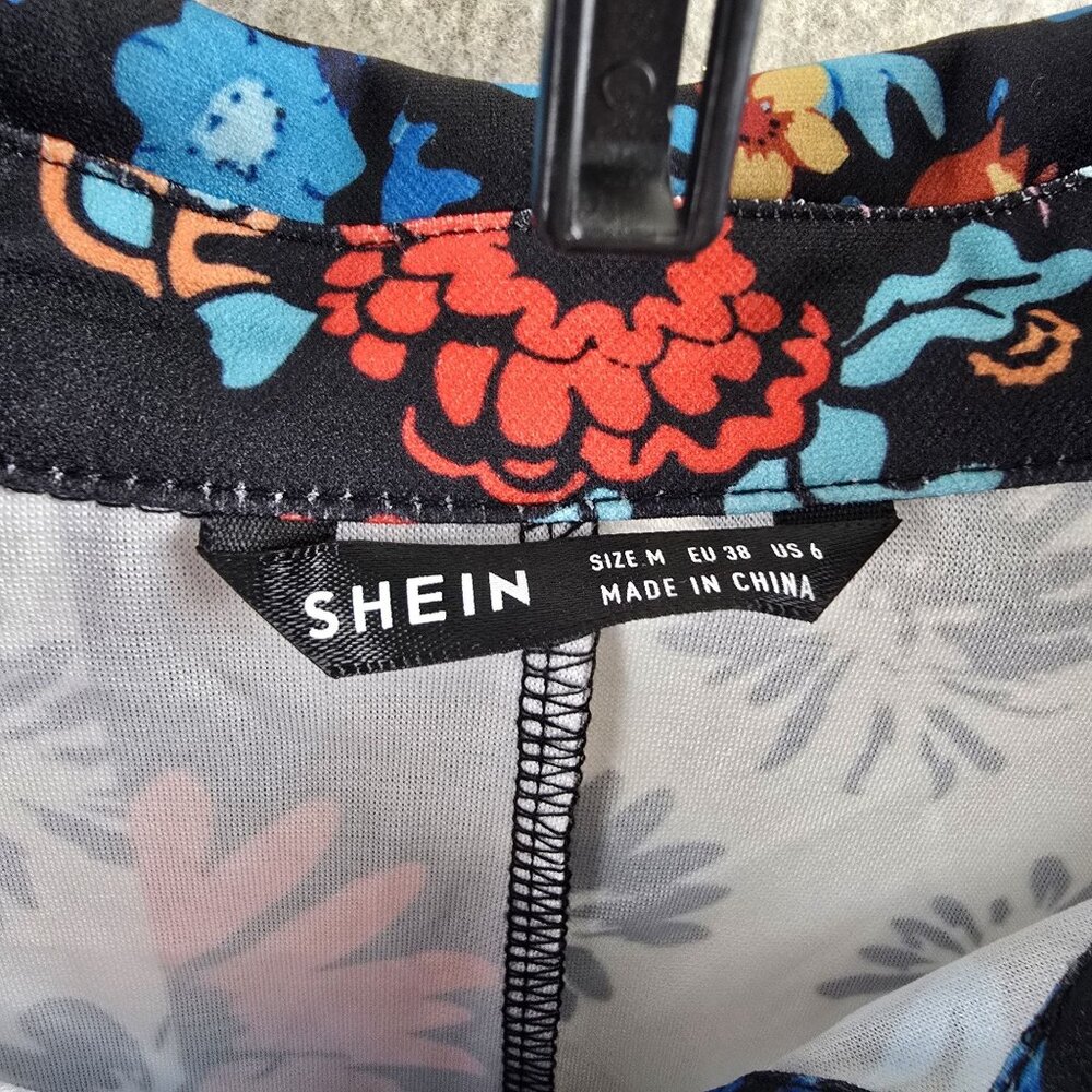 Shein Womens Floral Button-Down Shirt Dress Multicolor Size M Polyester - Picture 5 of 8